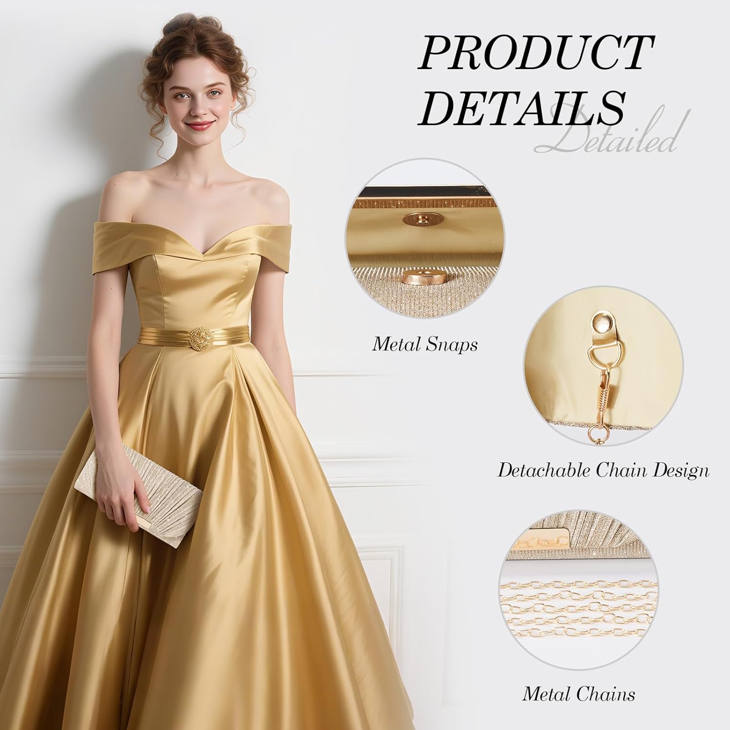 Clutch Purses for Women Evening Bag Lady Girl Crossbody Handbags for Prom Party Wedding Engagement - Image 7