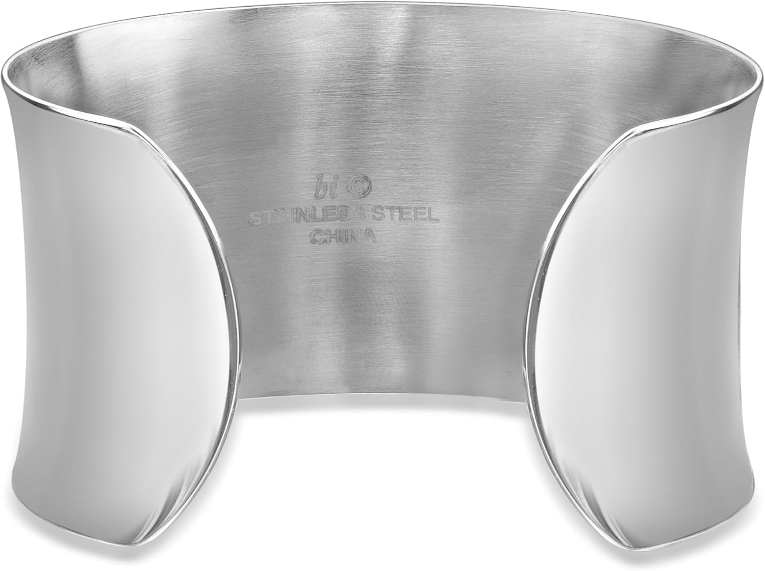 Lavari Jewelers 7 Inches Long Wide Open Cuff Bangle Bracelet for Women I 2.5 Inches in Diameter and 1.5 Inches in Height I Ion Plated Stainless Steel or Satin Finish Bangle for Her I Wide Bracelet - Image 3