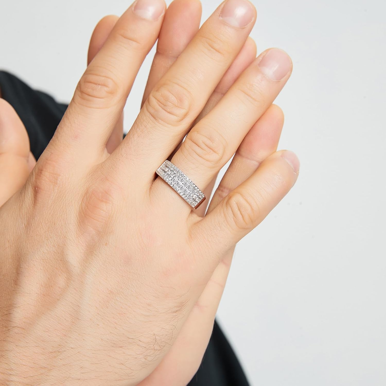 Mens Wedding Rings AAAAA Cubic Zirconia Wedding Band Engagement Rings for Man 925 Sterling Silver Size 8-12