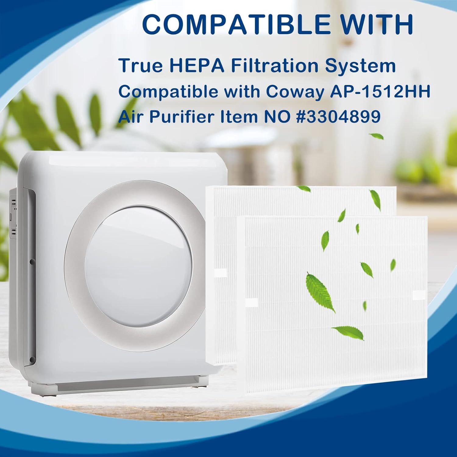 AP-1512HH True HEPA Filter Replacement Compatible with Coway Airmega AP-1512HH Mighty and Airmega 200M Air Cleaner Purifier, Item NO #3304899, 2 Pack HEPA Filter Only