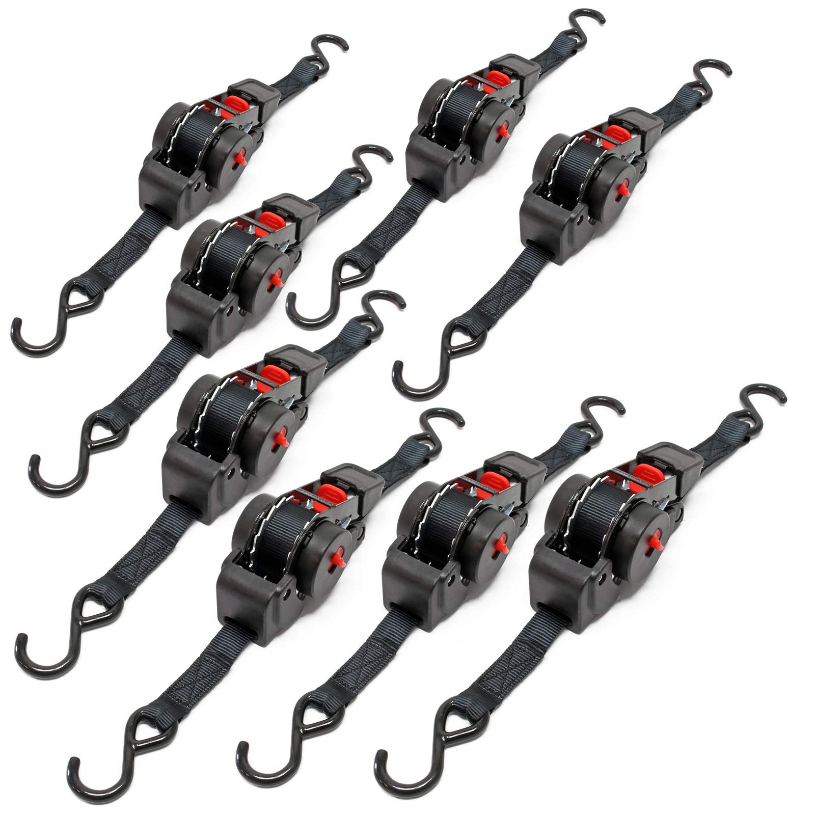Correas de Amarre automáticas Set 8X Carga de tracción 100daN LGF 0,2 LGL 1,8 m PES Asegurar Carga