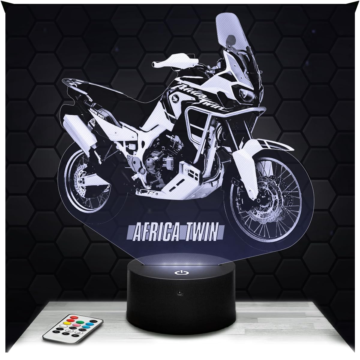 Lampephoto.fr - Moto Africa Twin H Biker 3D Lamp Decoration, Gift Idea for Men, Moto Africa Twin H Object Adult Night Light Room Decor, Original Christmas, Gift Idea for Men, Gifts Merchandising TOP