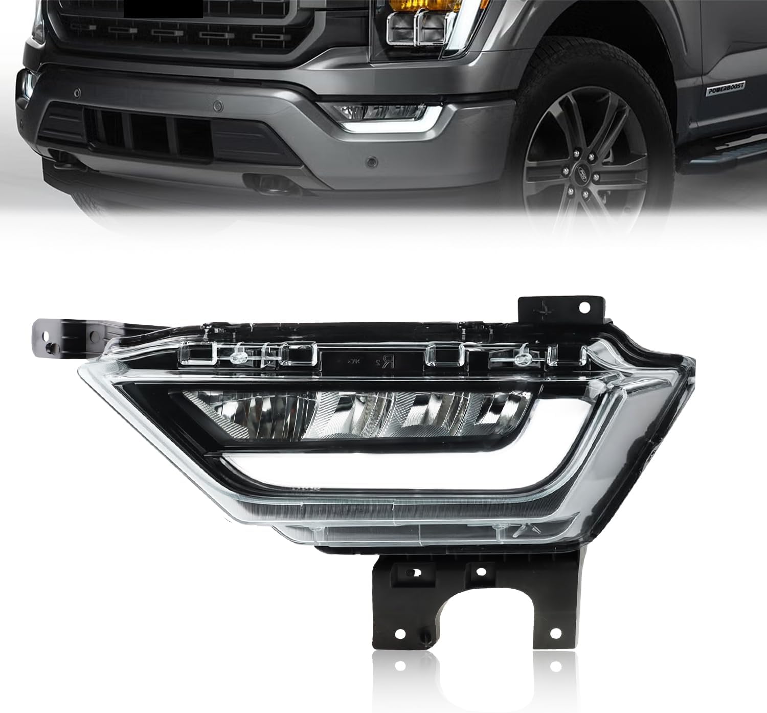 Upgraded LED Fog Lights Compatible with 2021-2023 Fo-rd F150, Left Driver Side Front Bumper Fog Lamp with Clear Lens, OEM# FO2592259 19629200 ML3Z15201C