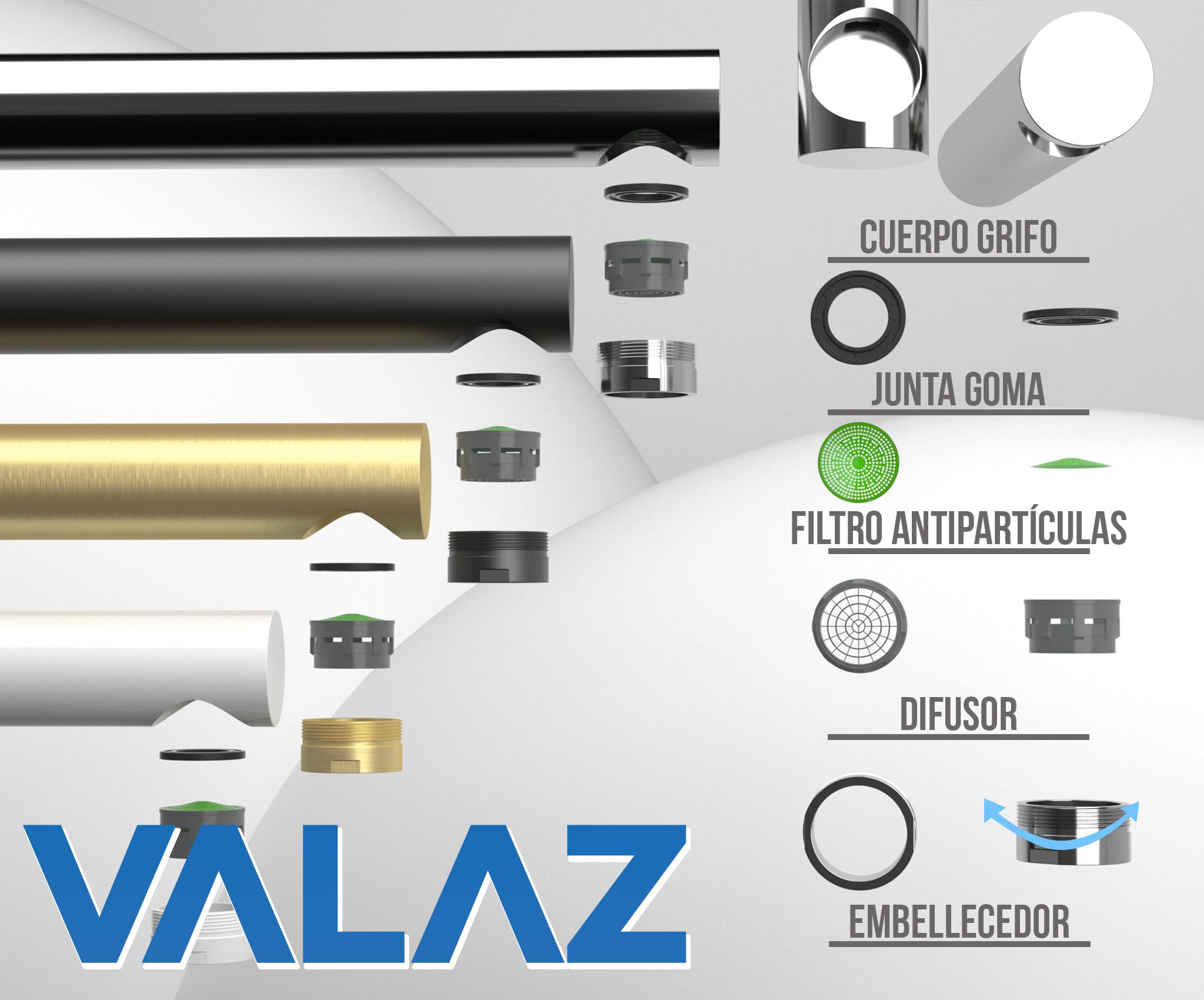 VALAZ Grifo Lavabo Negro Mate Empotrado Serie Sil | Grifo Lavabo Monomando, Mezclador Agua Fría y Caliente, Ahorro de Agua | Instalación Fácil y Rápida | Latón, Inoxidable
