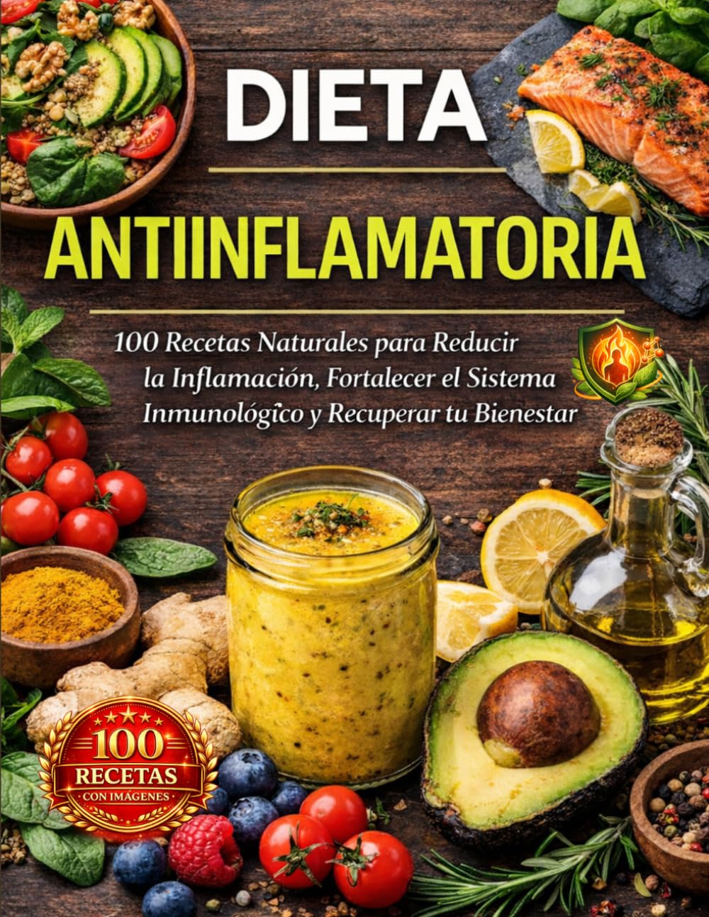 DIETA ANTIINFLAMATORIA: 100 Recetas Naturales para Reducir la Inflamación, Fortalecer el Sistema Inmunológico y Recuperar tu Bienestar