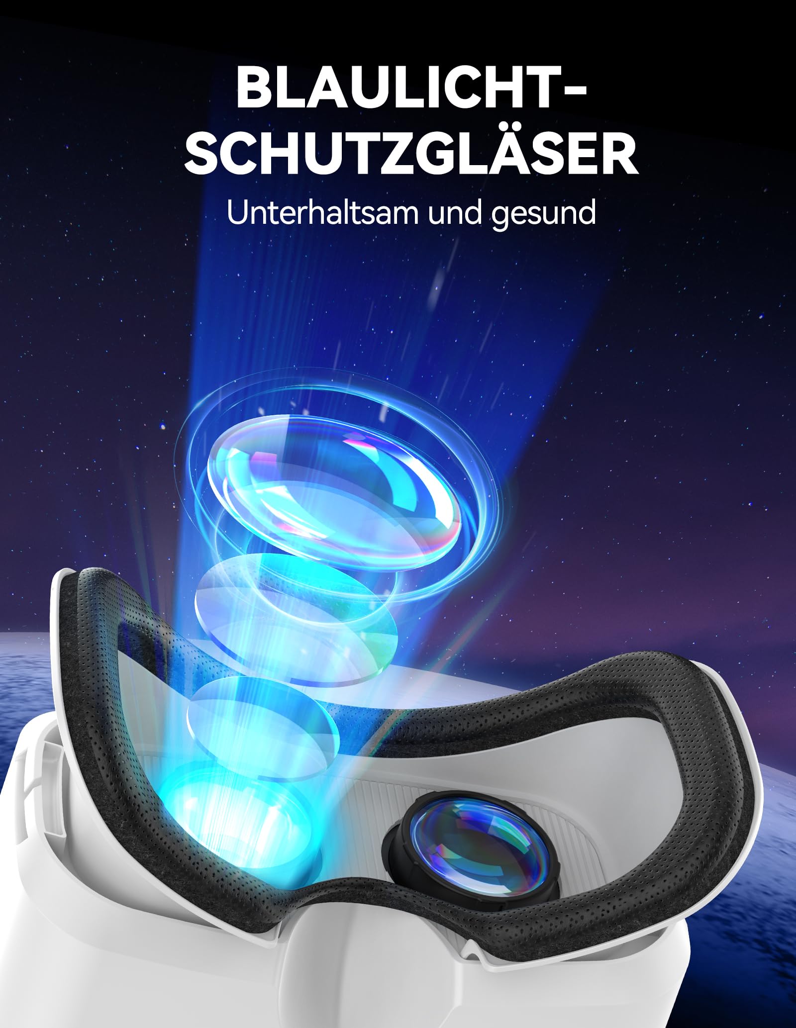 TECKNET VR Brille für Handys mit Griff, 3D Virtual Reality-Brille mit HD 110° FOV, Anti-Blaulicht & einstellbaren Gängen, Komfortables VR-Glasses für iPhones, Samsung und Android-Smartphones 4.7-7.2"