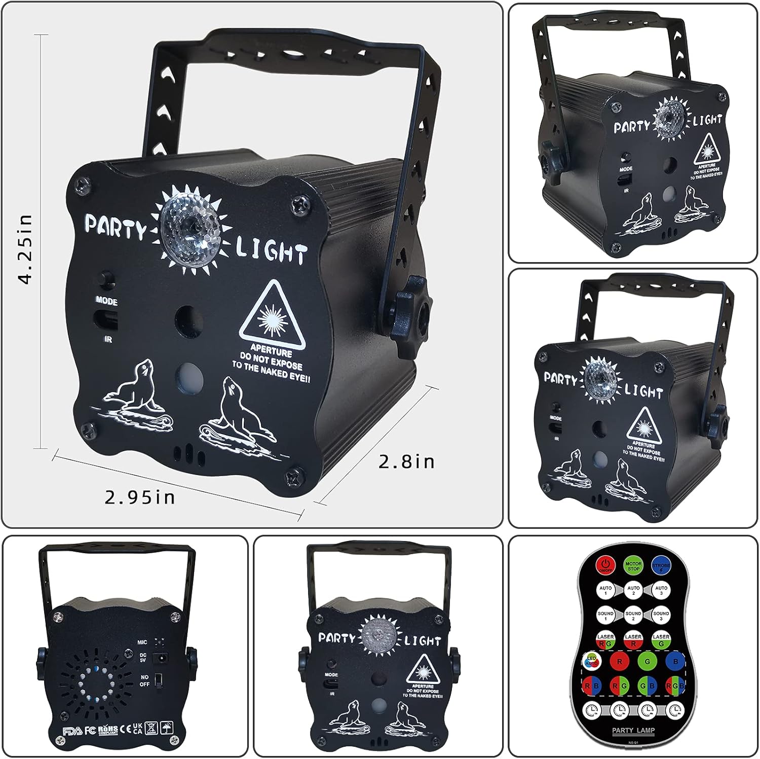 Birthday Gift Party Decorations Lights, Mini Disco Ball DJ Light with Remote Control Stage, Portable Sound Activated Led Projector Strobe Lamp for Indoor/Outdoor Parties Rave Xmas Show Home Bar