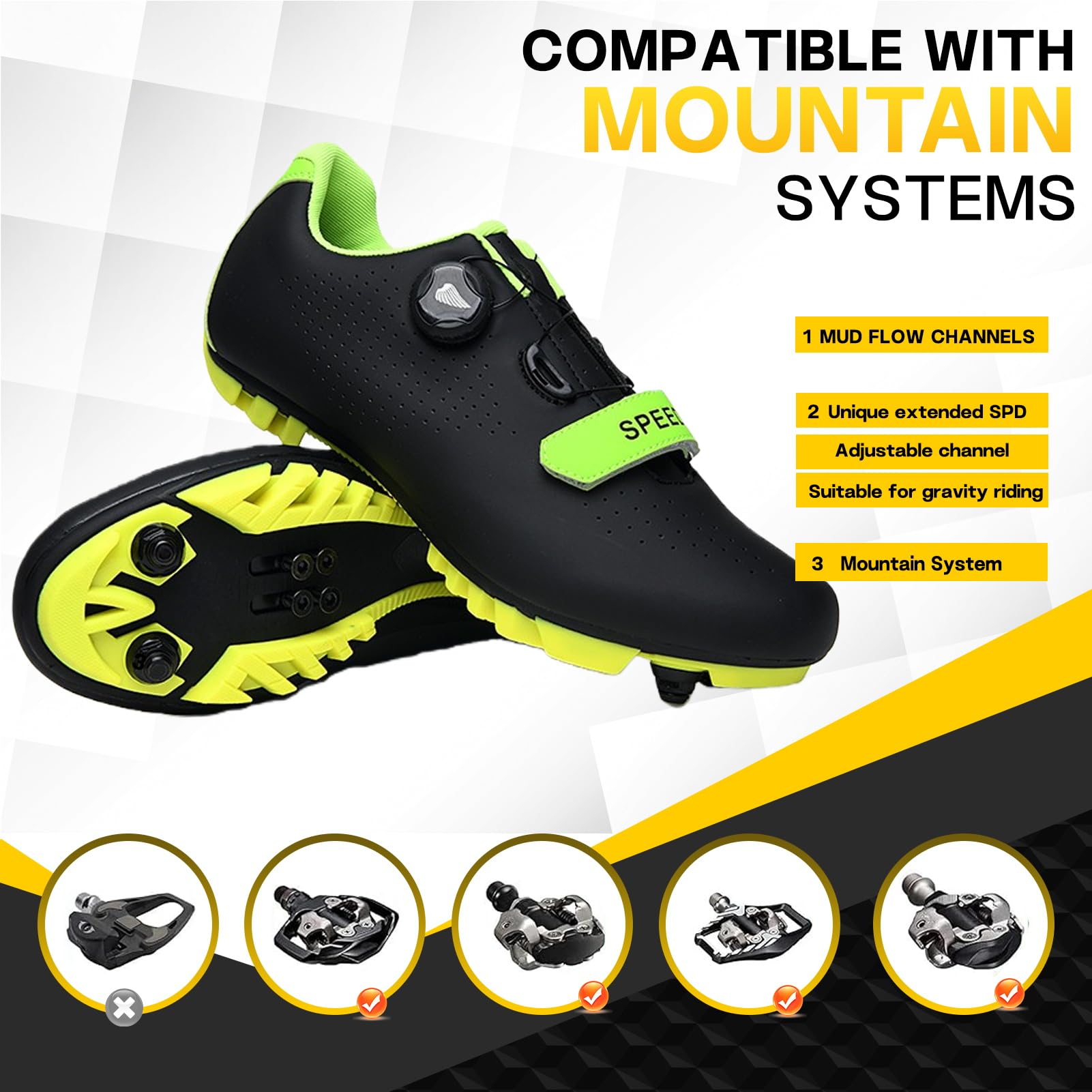 LZQpearl Chaussures De Cyclisme, Hommes Femmes Bottes De Vélo De Montagne, Unisexes Baskets D'extérieur Pro VTT Compatibles avec Tous Les SPD avec Système De Lacets À Rotation Rapide