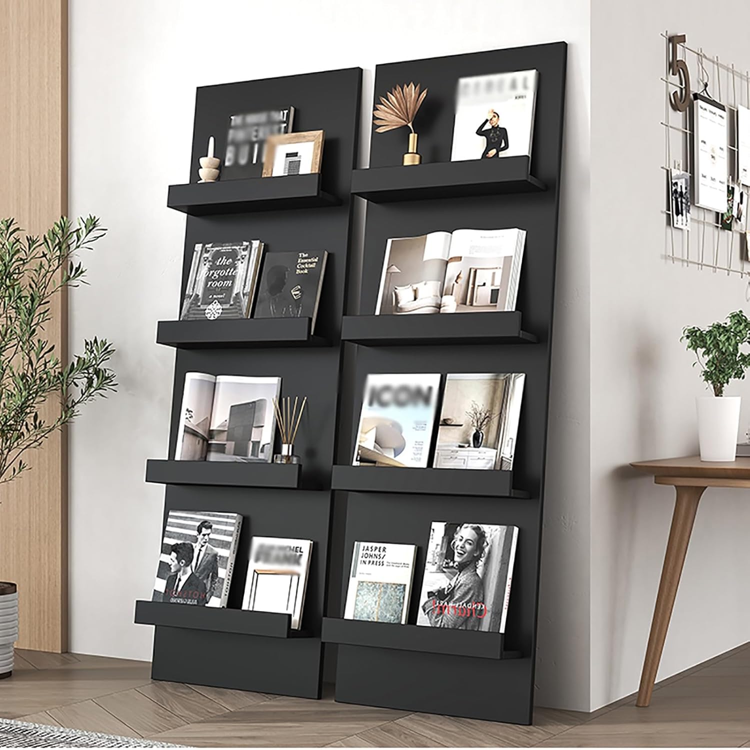 3-Tier Ladder Bookshelf, Vinyl Record Organizer, Vertical Magazine Rack, Floor-Standing Storage for Bedroom, Living Room, Classroom - White, 39.3in/100cm