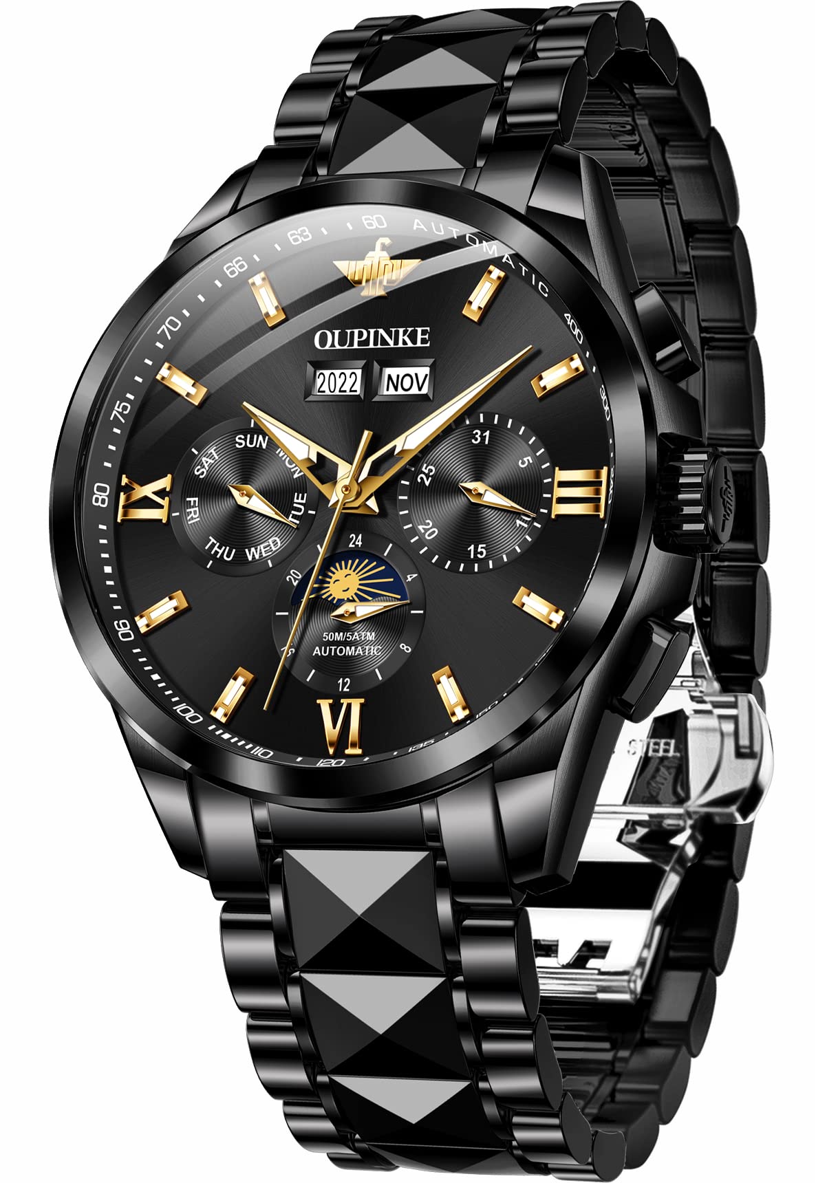 See full amazon price history chart for OUPINKE Mens Automatic Mechanical Watches Luxury Dress Self Winding Tungsten Steel Moon Phaes Date Luminous Waterproof Wrist Watches OUPINKE Mens Automatic Mechanical Watches Luxury Dress Self Winding Tungsten Steel Moon Phaes Date Luminous Waterproof Wrist Watches (B09L41WX9J) Amazon Price History, Amazon Price Tracker