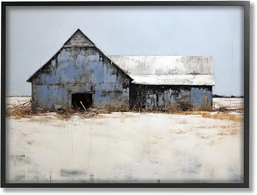 Stupell Industries Arte giclée enmarcado de granero de invierno por Ray Powers