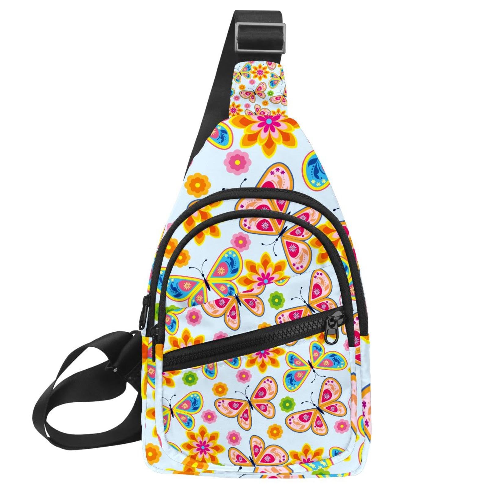 Bolso bandolera para mujer que celebra la primavera con mariposas alegres 7