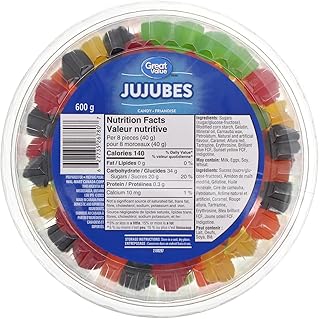 Great Value, 600g/1.3 lbs, Tub of Gummy Jujubes (Imported from Canada)