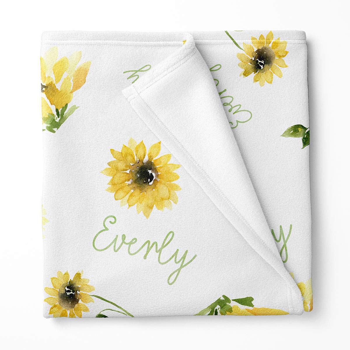Sunflower Personalized Baby Receiving Swaddle Blanket