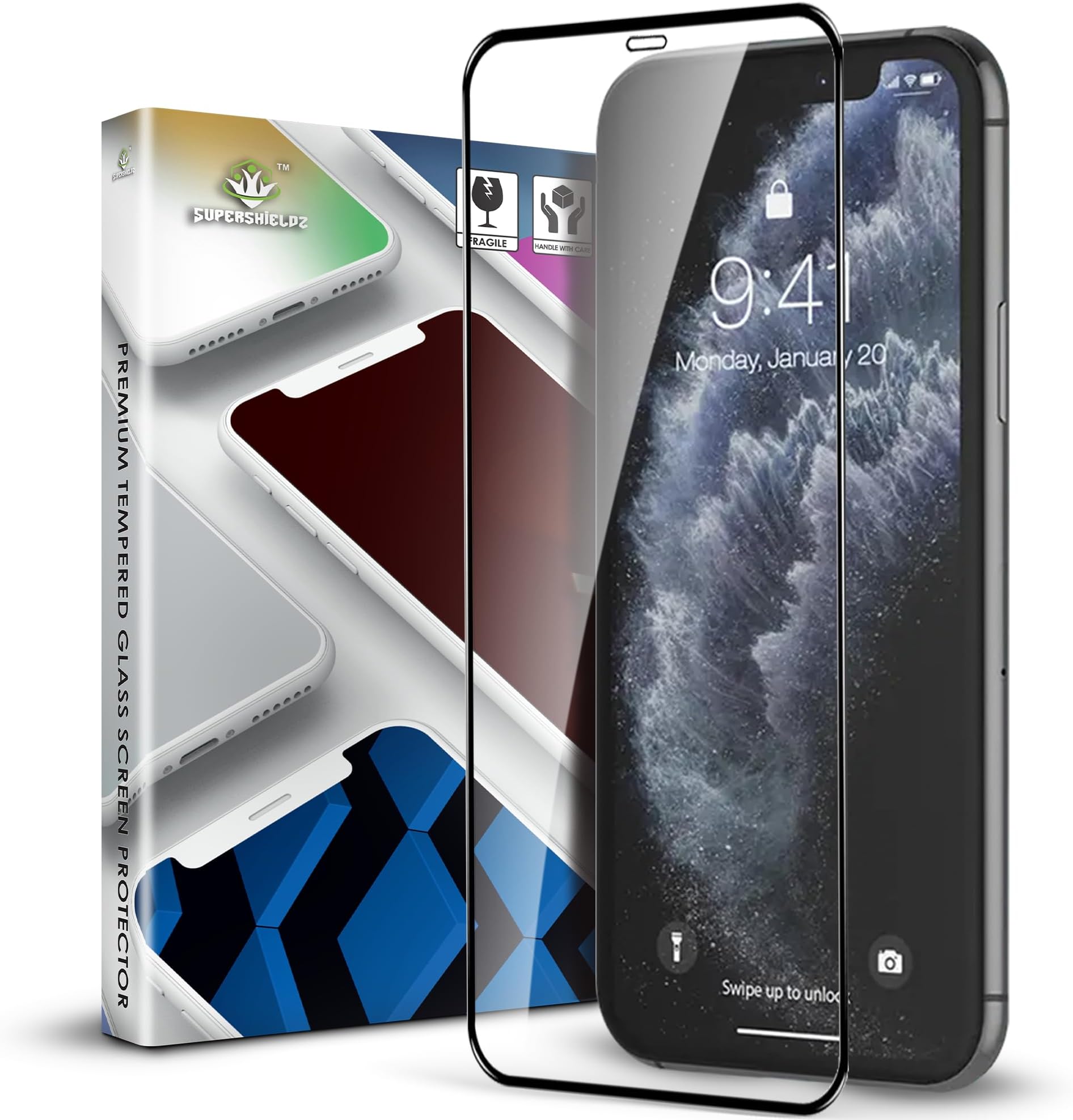 Supershieldz NeoGuard HD+ Tempered Glass Screen Protector Guard for iPhone 11 Pro/Xs/X, 9H Hardness, Anti-Static, Case-Friendly, Easy Installation Kit – 1 Pack