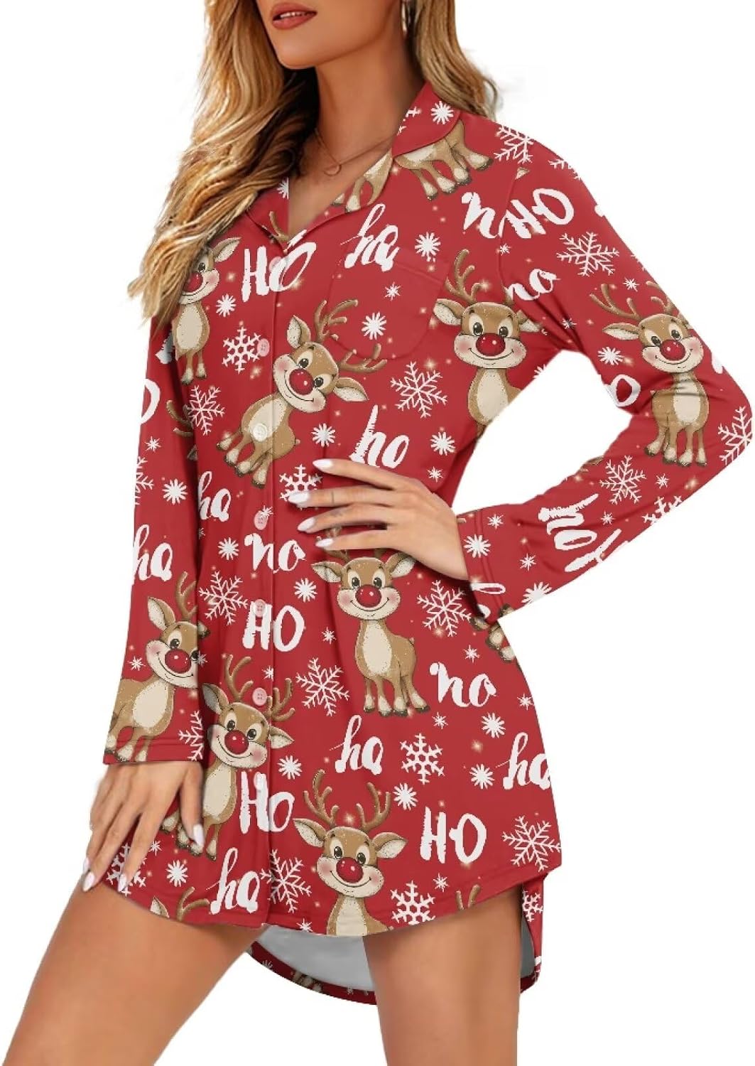 Christmas Pajamas Set for Womens 2 Piece Pjs Long Sleeve Button Up Soft Loungewear Comfy Fall Winter PJ Se
