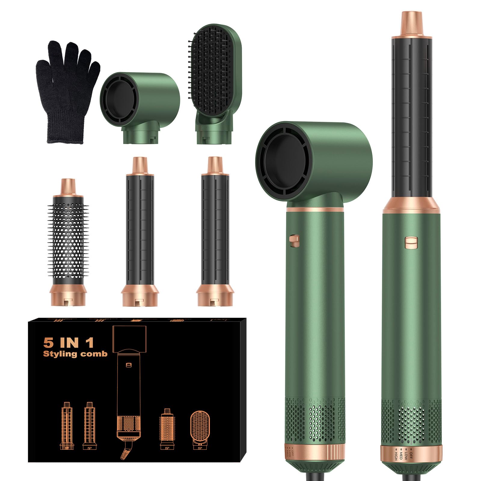 5 in 1 Blow Dryer Brush Upgrade Hair Dryer Brush Set Negative Ion Air Styler Curling Wrap Air