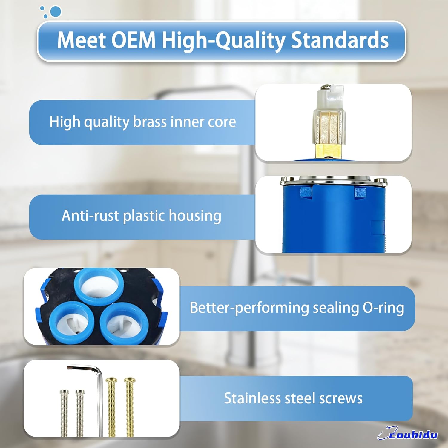 New Upgraded 46048000 Single-Hand Valve Ceramic Cartridge, Fit for Grohe 46mm Faucet Cartridge, Single Lever Faucets, No-Leakage