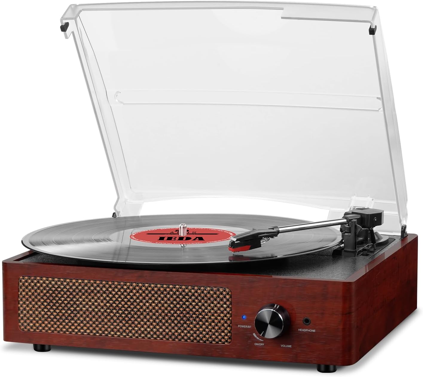 Vinyl Record Player 3-Speed Bluetooth Suitcase Portable Belt-Driven Record Player with Built-in Speakers RCA Line Out AUX in Headphone Jack Vintage Turntable Brown Coffee