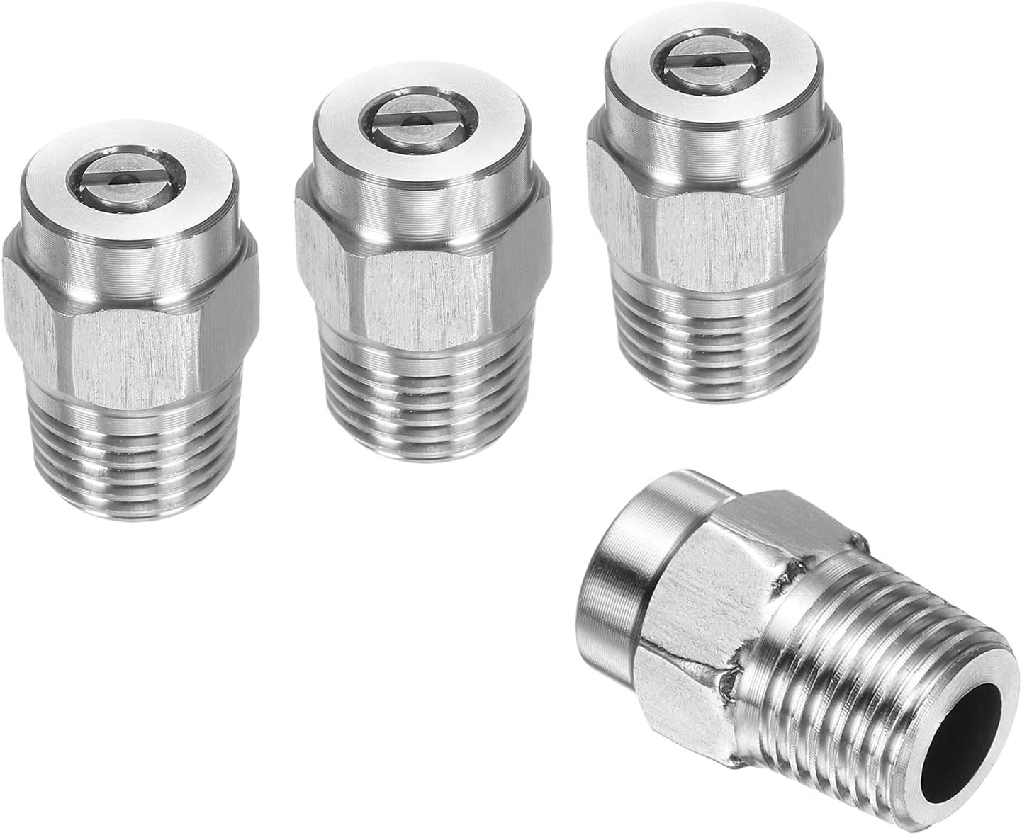 4pcs Surface Clean Tip 40 Degree 1/4 Inch NPT Male 1.514 Orifice 4000 PSI Stainless Steel Threaded Pressure Washer Spray Nozzles for Water Guns Water Broom
