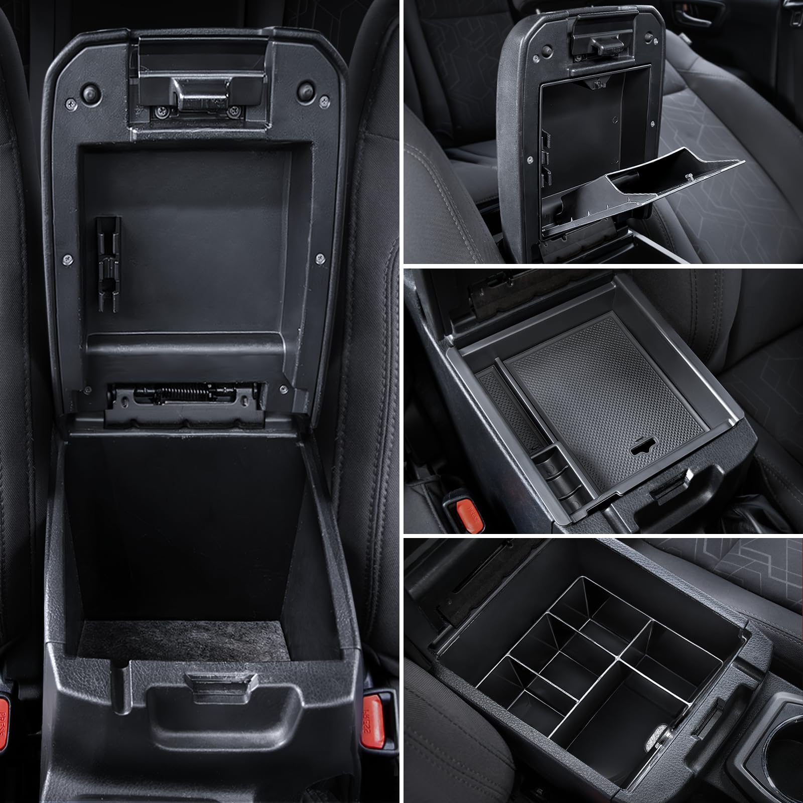 AUXITO Center Console Organizer For Toyota Tacoma 2016-2019 - ABS Black Insert Tray