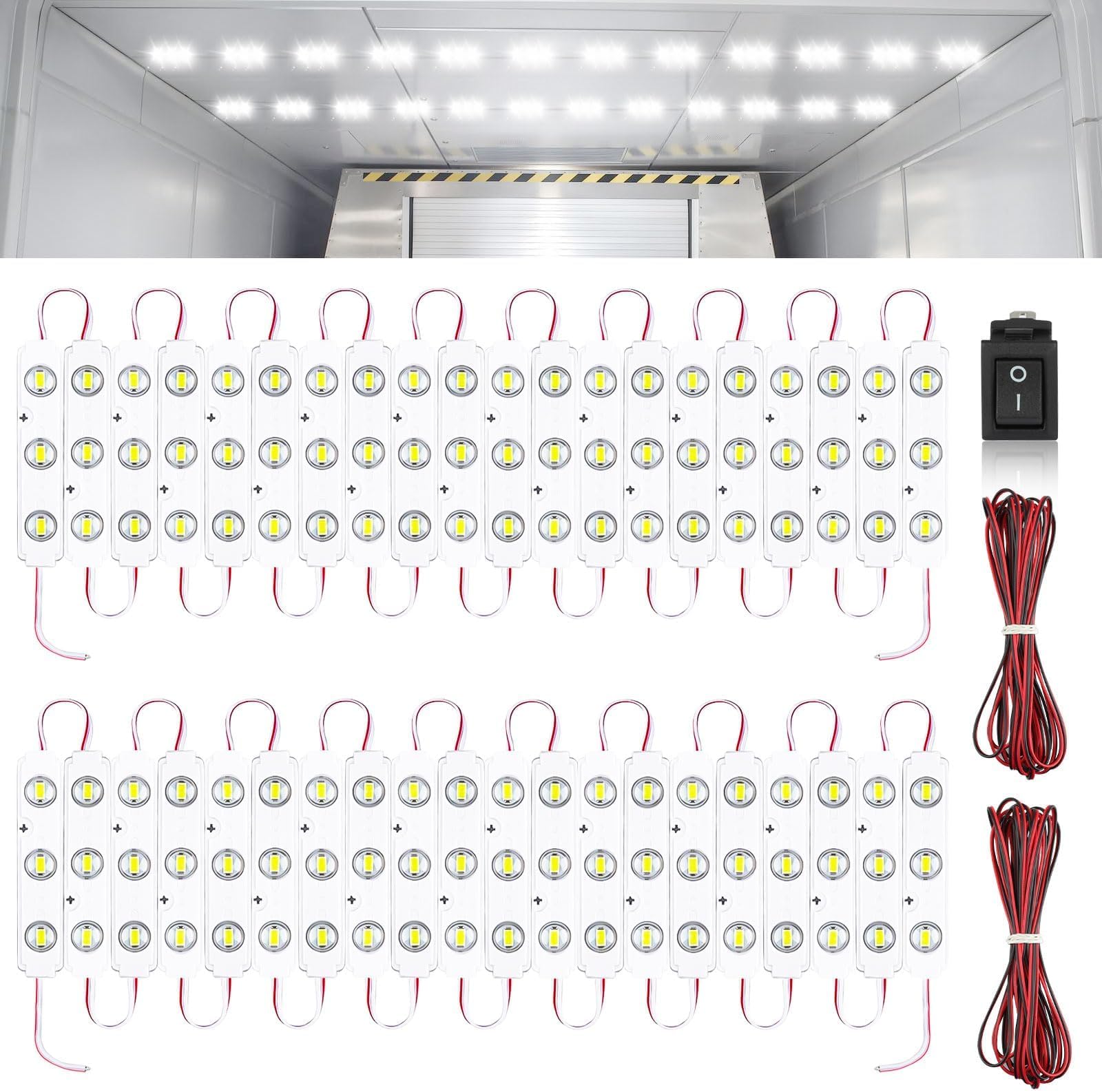 Linkstyle 12V 120 LEDs Van Interior Light Kits, 12V LED Light Strip LED Module Lights Ceiling Lamp for Car Van Truck Auto Vehicle Boats Christmas, 40 Modules