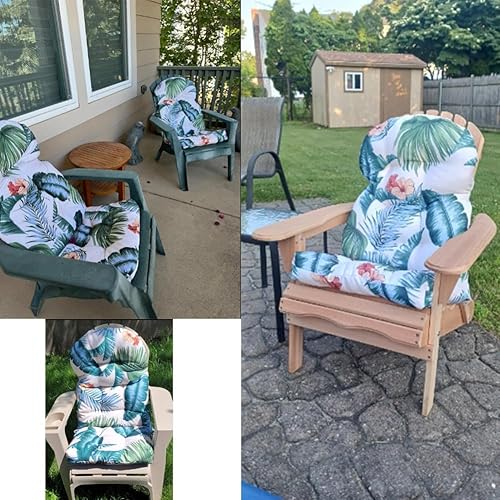Miniatura 8 de Adirondack - Cojín impermeable para silla mecedora para interiores y exteriores, cojines de respaldo alto para patio con lazos, 43.3 x 19.7 pulgadas