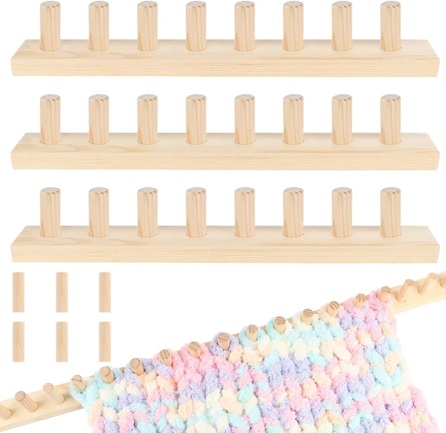 Ziimaikery 48 Inch Wooden Chunky Blanket Knitting Loom, Chunky Knitting Loom for Blanket Making Adjustable DIY Frame for Bulky Yarn Projects, Reusable Crafting Tool for Beginners (48inch)