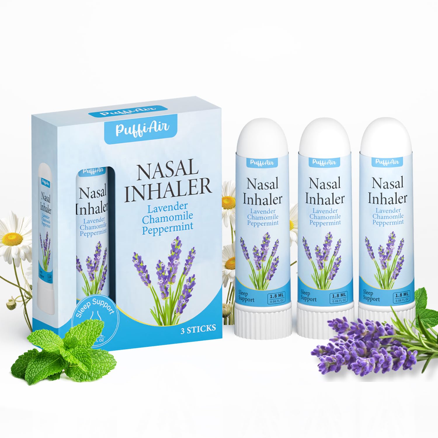 Amazon.com: PUFFIAIR Lavender Nasal Sticks (3 Pack) 丨Pure Lavender &  Chamomile Extract丨Help Sleep, Promote Calm & Stuffy Noses Support Craving  Relief for Smokers : Health & Household