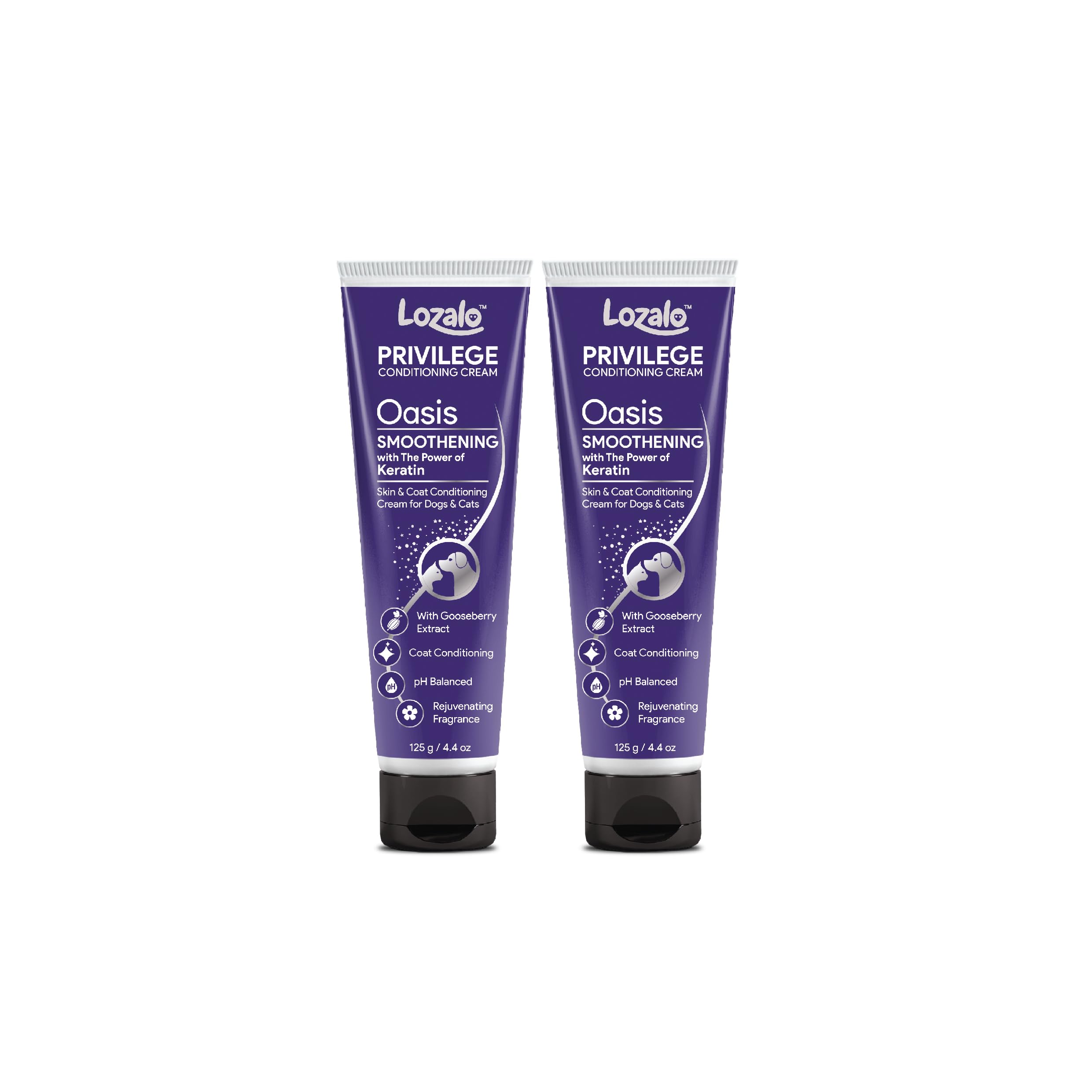 Lozalo Privilege Pet Conditioning Cream- 250 Milliliter, Combo Pack Of 2X125 Gm, Oasis|Leave In Conditioner For Dogs & Cats|With Keratin & Gooseberry Extract