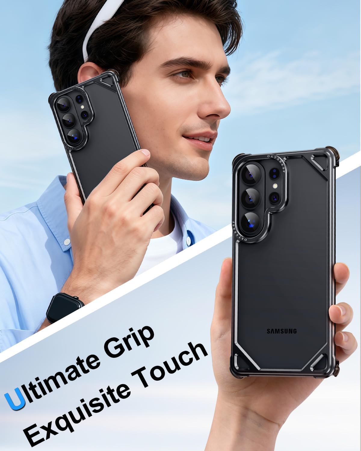 OATSBASF Compatible with Samsung Galaxy S26 Ultra Bumper Case No Back, Aluminum Slim Fit Design, 4 Corner Shockproof Protection, Minimalist Frameless Fast Heat Dissipation, Black