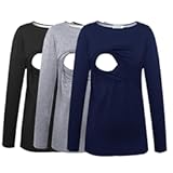 Women's Maternity Nursing Tops Comfy Long Sleeve Breastfeeding T-Shirt