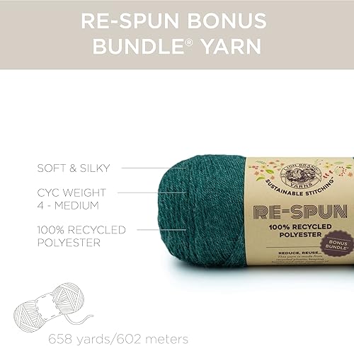 Miniatura 4 de (1 madeja) Lion Brand Yarn Re-Spun Bonus Bundle - Hilo de seda de maíz