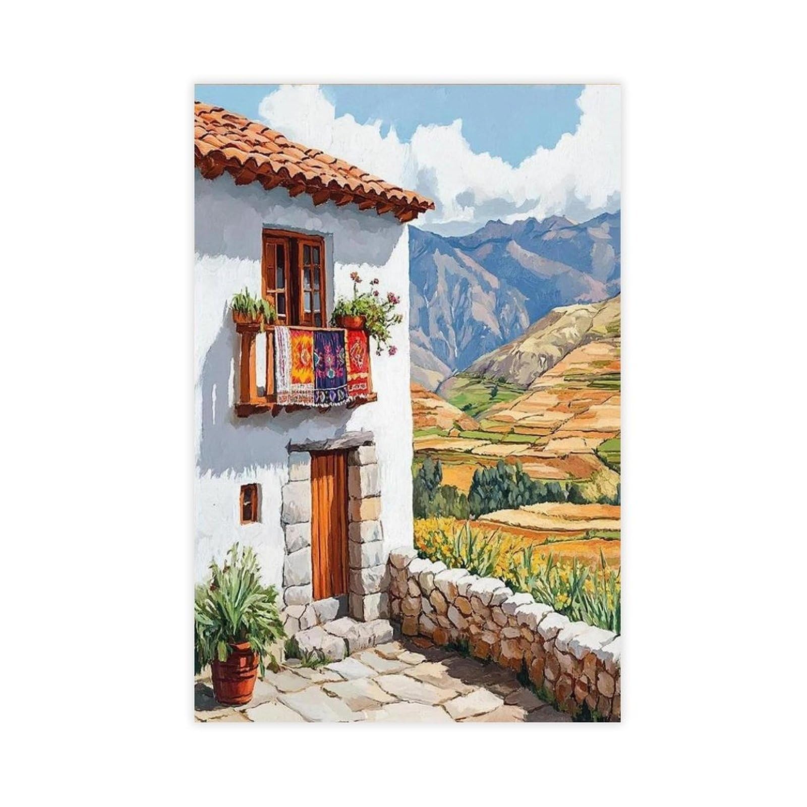 Kunstdruck Peruanische Anden, traditioneller Kunstdruck auf Leinwand, Poster für Schlafzimmer, Büro, Schlafzimmer, Geschenk, 61 x 91,4 cm (L x B)
