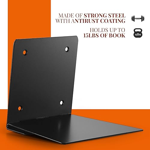 Miniatura 4 de CRIZTA Juego de 2 estanterías flotantes invisibles, organizador de libros montado en la pared, soporte de estantes de metal para libros, tamaño