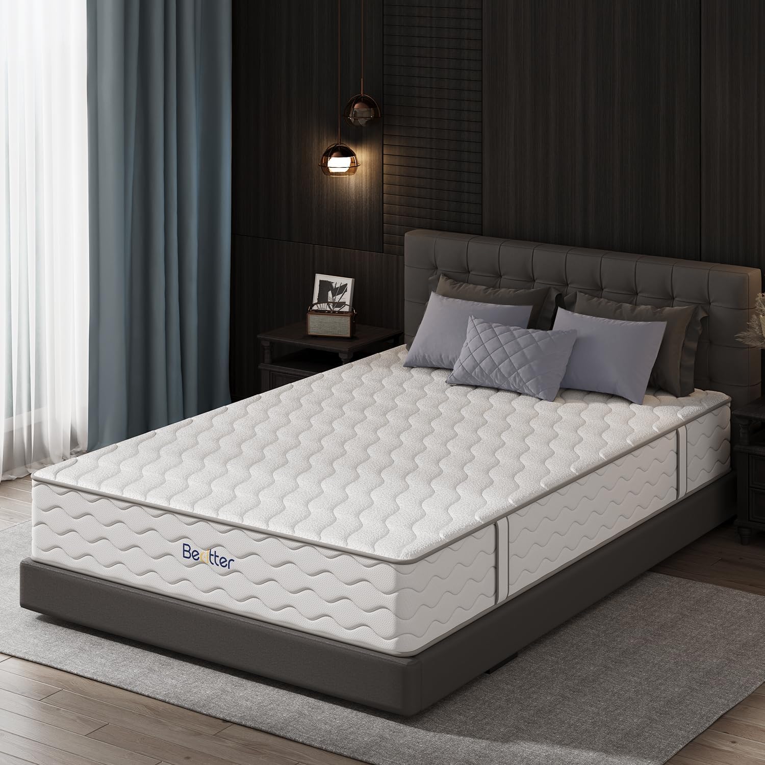 12 Inch King Size Mattress, Luxury Cooling Hybrid Mattress with Ice Silk Cover & Gel Memory Foam, 7-Zone Support, Extra Firm Bed for Couples, Strong Edge Support, No Sagging & Motion Isolation