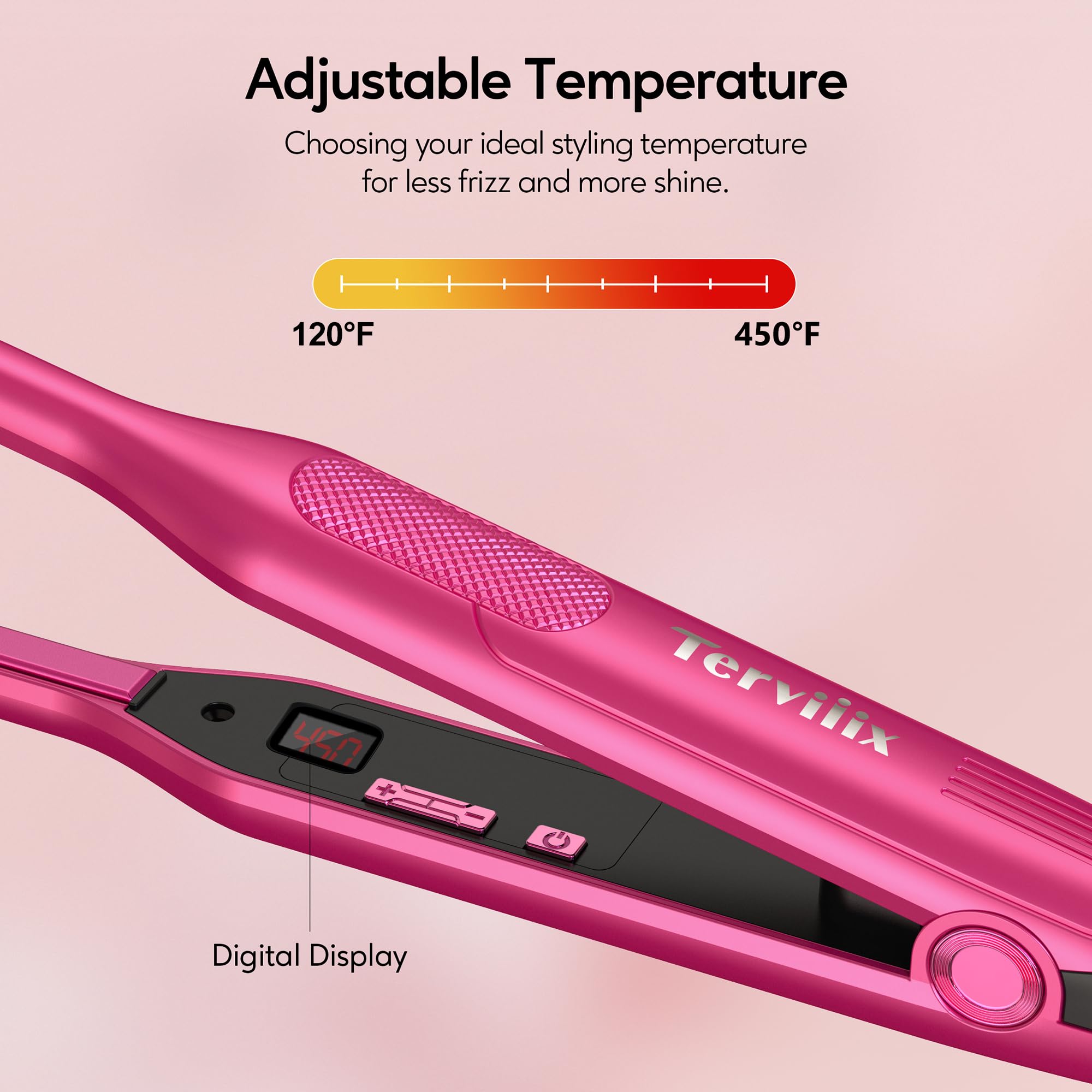 Terviiix Mini Ceramic Tourmaline Flat Iron with Adjustable Temperature