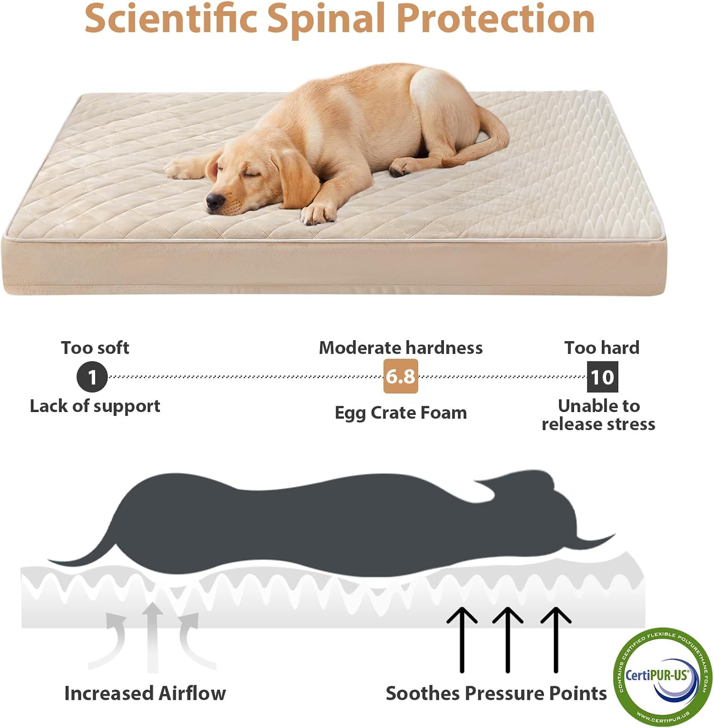 WNPETHOME Orthopedic XL Dog Beds Large Sized Dog, Waterproof Extra Large Dogs Bed with Removable Washable Cover, Multi-Needle Quilting Dogs Crate Bed