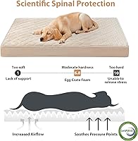 Vista 3 de WNPETHOME Camas ortopédicas XL para perros grandes, impermeables, extra grandes, con funda extraíble y lavable, cama para jaula de perro