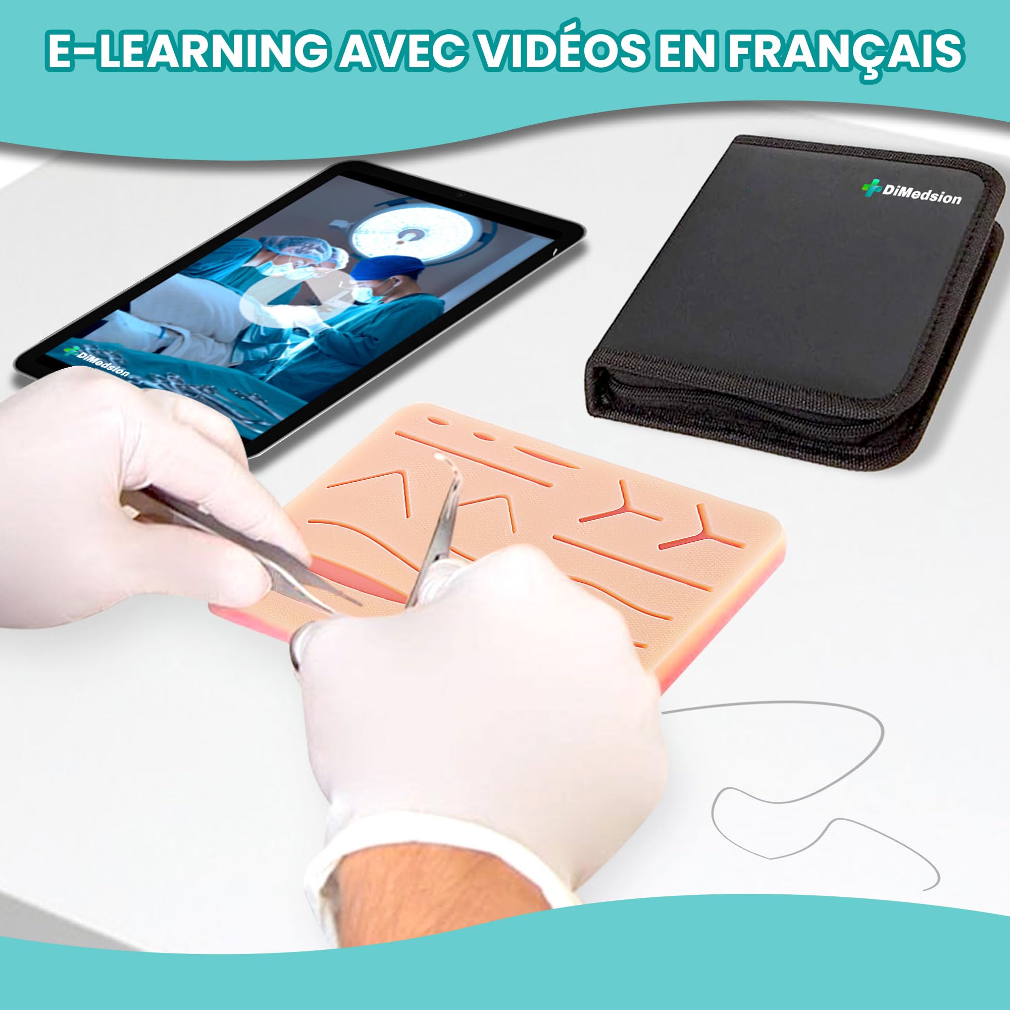 Kit de suture avec coussinet réaliste | Kit de suture chirurgicale complet, kit de suture infirmière, kit de suture chirurgicale pour pratiquer, kit sutures pour étudiants