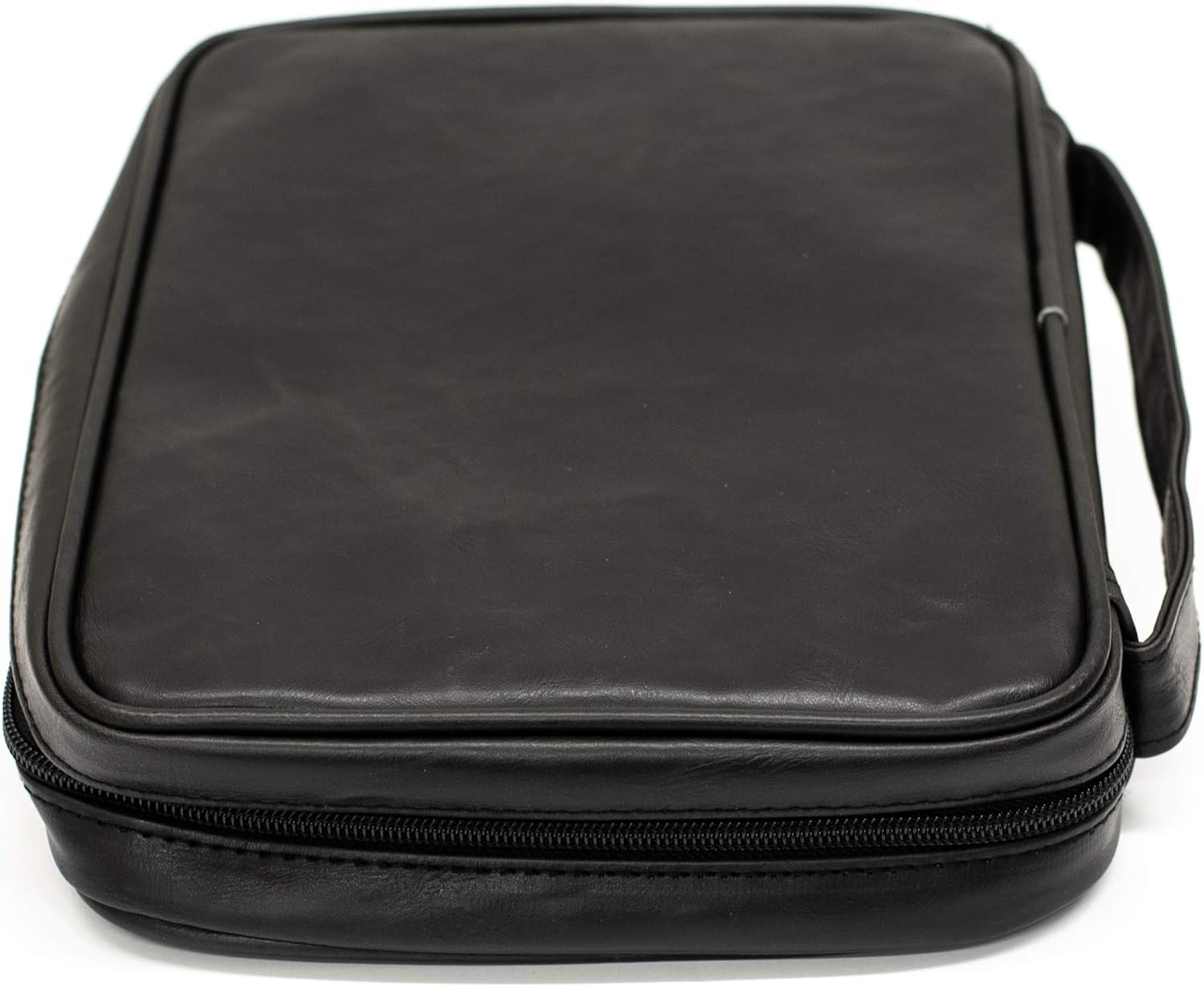 Zipper Pocket Leather Distressed Bible Cover Case with Handle - Image 3