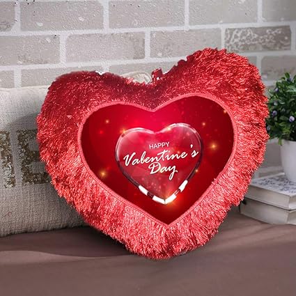 DreamVio Love Heart Shape Valentine's Day Gifts Fur Cushion,Plush Pillow for Gifting on Birthdays,Anniversaries Color - Red (Size- 15x17 inch) Shape 22
