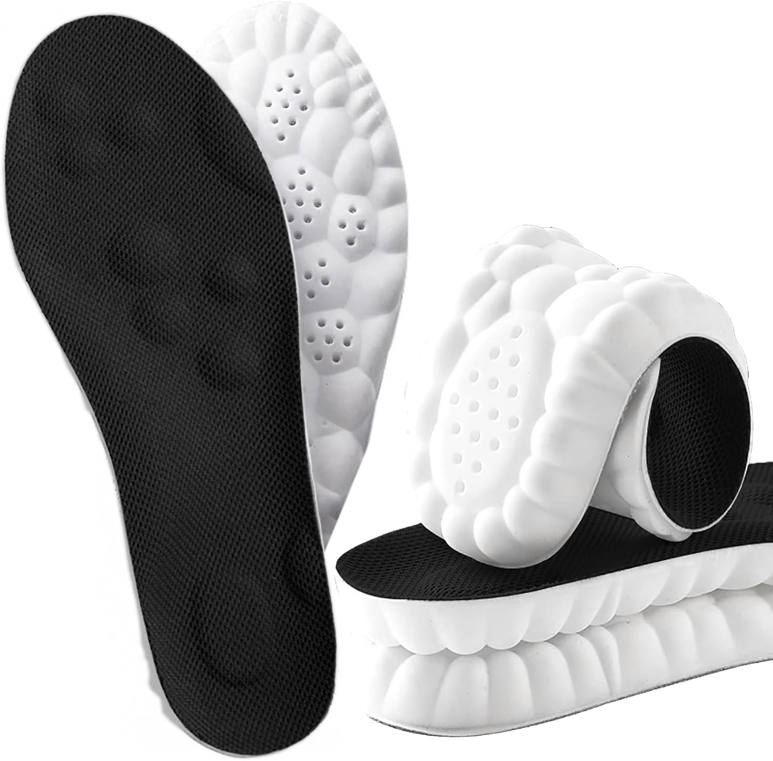 2 Pairs 4D Cloud Insoles for Men,4D Cloud Technology Insole Super Soft,4D Sports Memory Foam Insoles,Elastic Strong Arch Shock-Absorbing Insole for Men Women