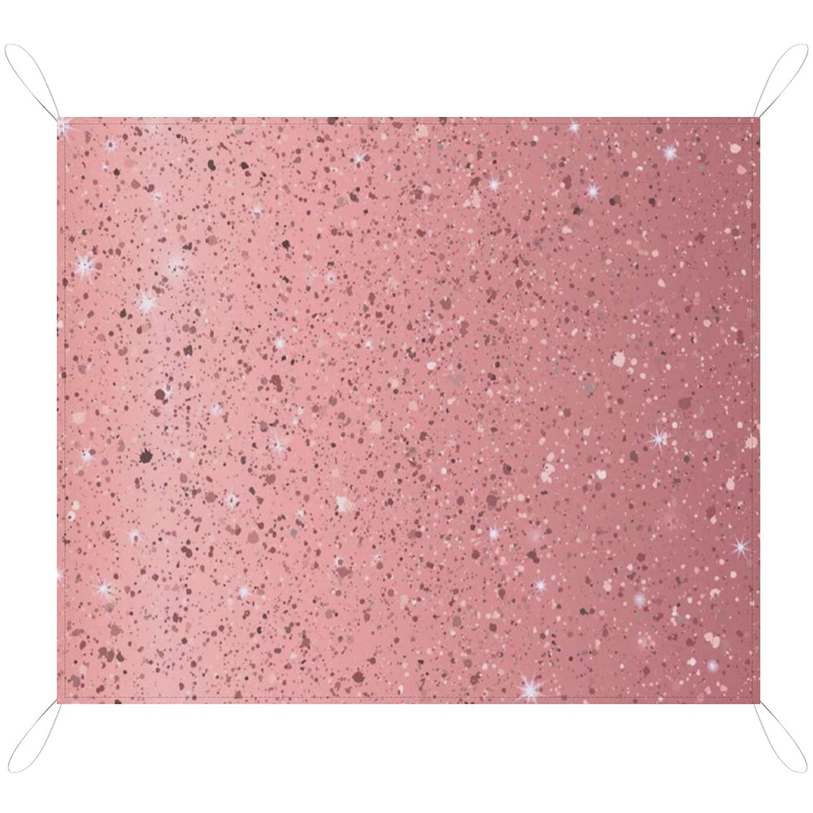Vamabore Rose Gold Giltter Large Outdoor Picnic Blanket Waterproof Foldable Picnic Mat Beach Blanket 79 inch×57 inch, White