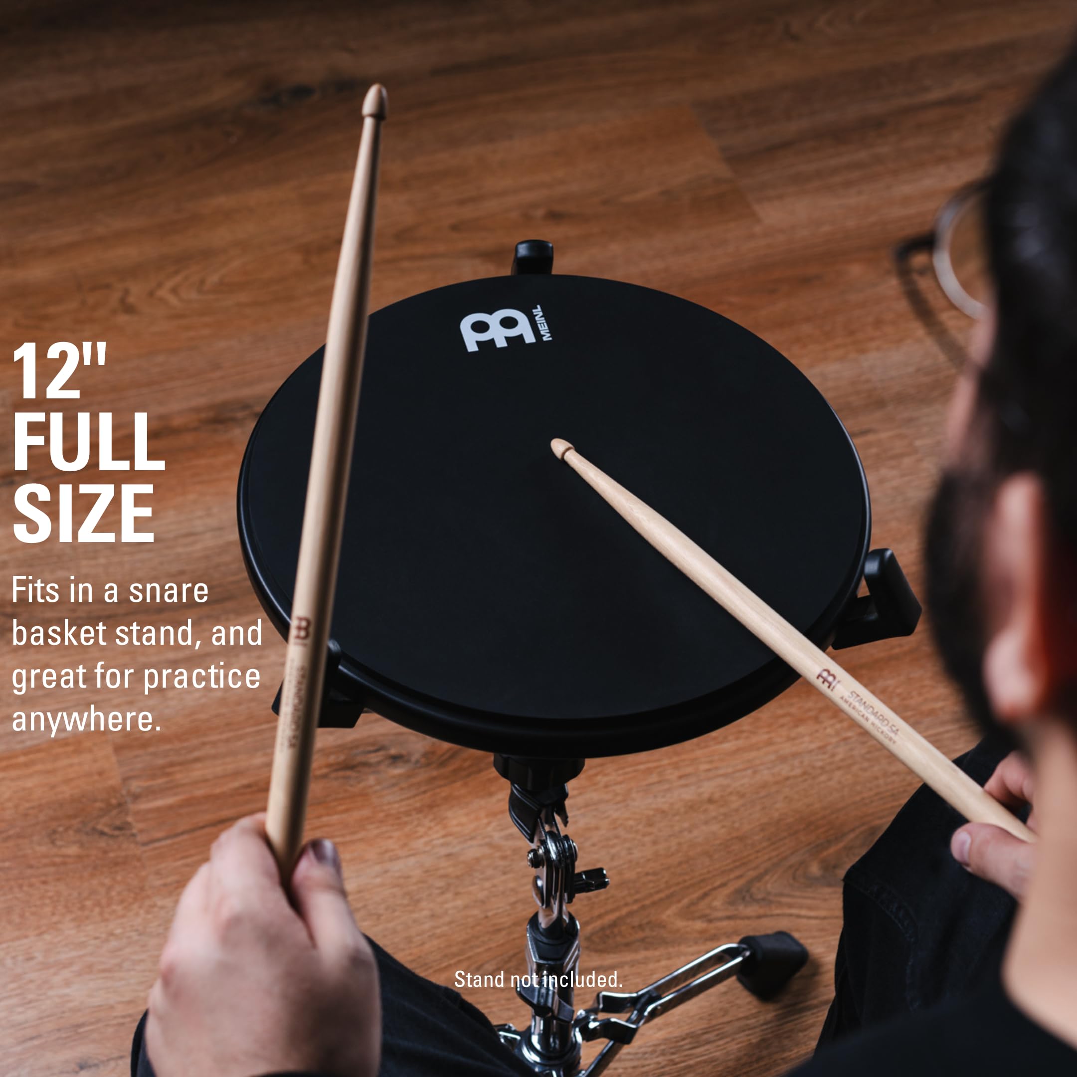 Meinl Cymbals Drum Practice Pad – 12 Zoll Schlagzeug Trommel Übungspad – Natürliches Spielgefühl – Gummi, Schwarz (MPP-12-BK)