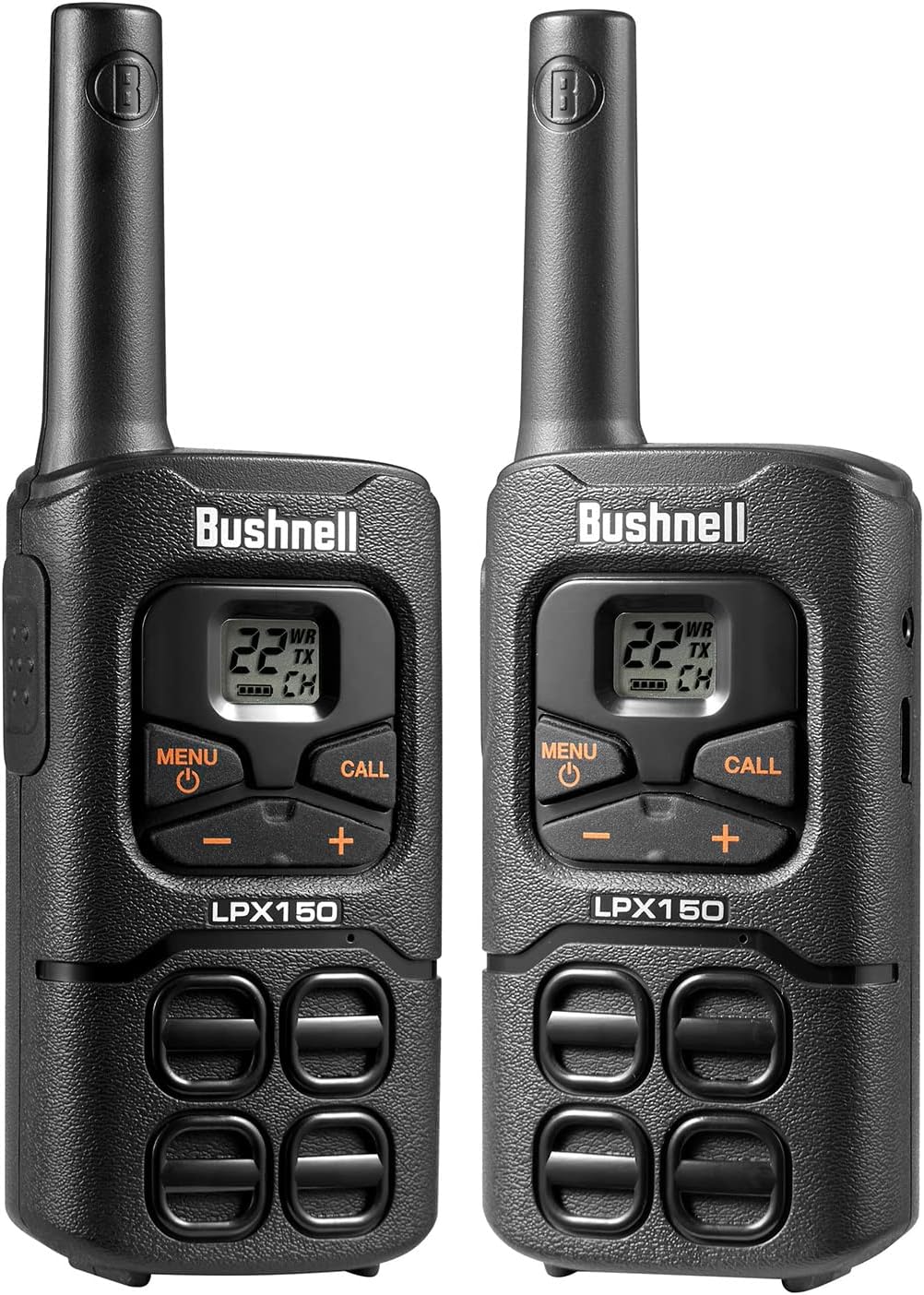 Bushnell LPX150 Walkie Talkie Radio - Reliable Quality, Rugged Design, 0.5W Power for 20 Miles of Range, Two Way Radios Equipped for Wherever Life Takes You (2 Pack)
