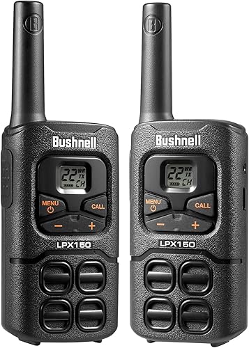 Bushnell LPX150 Walkie Talkie Radio  Calidad fiable, diseño resistente, 0.5 W de potencia para 20 millas de alcance, radios bidireccionales