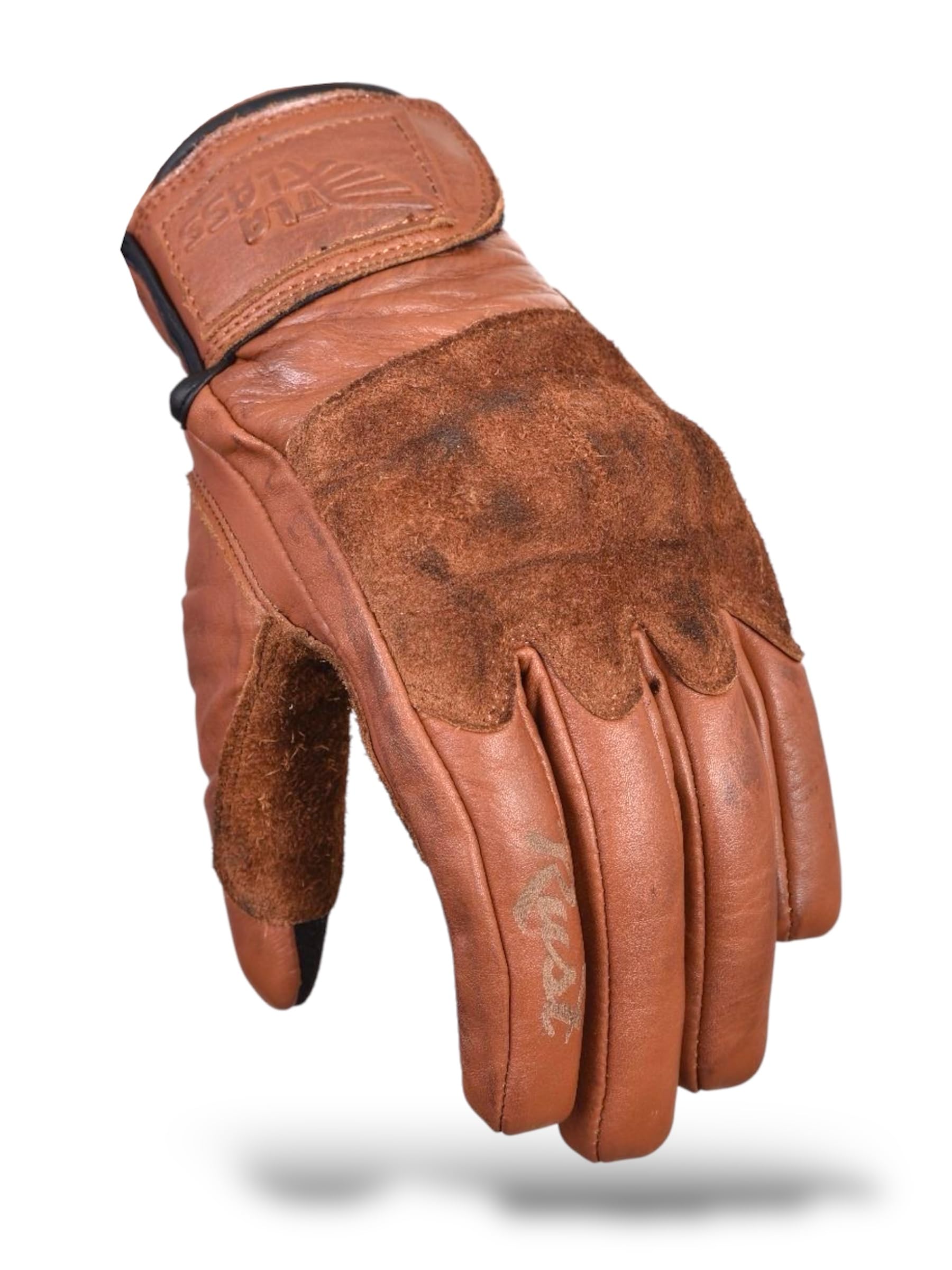 TLA Rust Gants de Moto Vintage en Cuir, Protections des articulations, homologuées CE, 2XS à 4XL pour Hommes et Femmes, pour cafè Racer, Scooter, écrans tactiles, Protection Contre Les Chocs élevés.