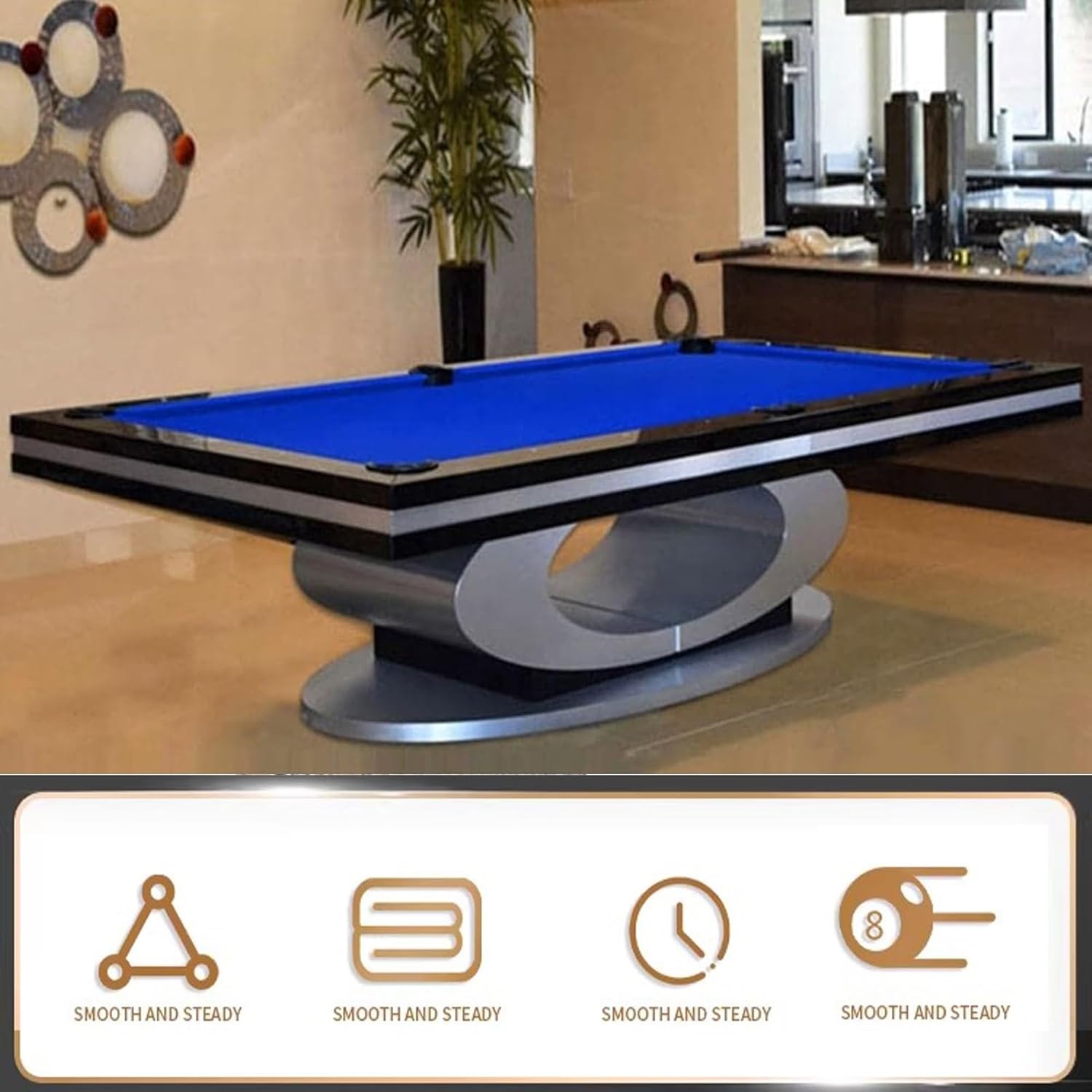 Blue Billiard Table Cloth with Cloth Strips, Nylon Blend Wear-Resistant Smooth Pool Table Felt for Home Bar Club Billiards Accessories