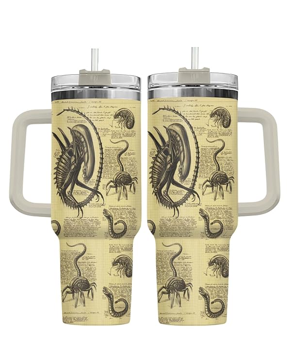 34HD Alien Xenom Horror 40 oz Tumbler with Handle, Predator Gift by 34HD - Used condition - US$23.82